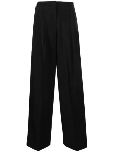 Golden Goose Pant Wide Leg In Light Dry Wool Gabardine Clothing In Black