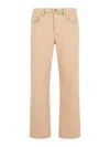 Golden Goose Cotton Pants With Belt Loops And Contrast Stitching In Nude & Neutrals