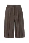 Golden Goose Brown Leather Bermuda Shorts In 55429
