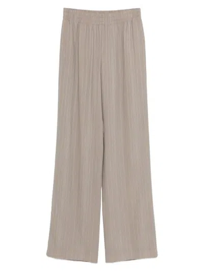 Golden Goose Pinstripe Motif And Elasticated Waist Wool Blend Pants In Brown