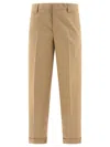 Golden Goose Khaki Beige Cotton Blend Trousers In Brown
