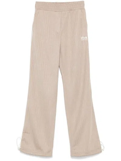 Golden Goose Star Wide Leg Trackpants In Powder