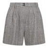 Golden Goose Herringbone Print Wool Shorts In Gray