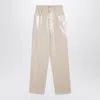 Golden Goose Trousers With Transparent Sequins Écru In Beige