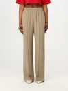 Golden Goose Brittany Beige Pants With Logo Charm Detail On The Rear And All-over Striped Motif In Viscose Blend  In Dove Grey