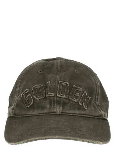 Golden Goose Patch Logo Vintage Brown Cotton Baseball Cap In Green