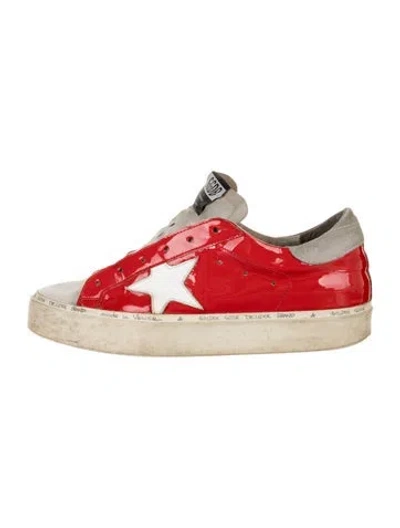 Pre-owned Golden Goose Patent Leather Distressed Accents Athletic Sneakers In Red