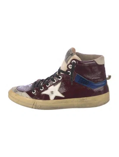 Pre-owned Golden Goose Patent Leather Printed Sneakers In Black