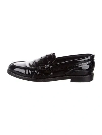 Pre-owned Golden Goose Patent Leather Scalloped Accent Loafers In Black