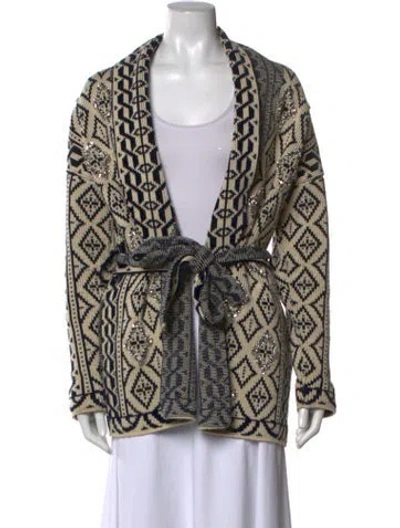 Pre-owned Golden Goose Patterned Open Front Sweater In Neutrals