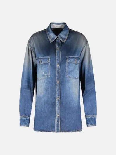 Golden Goose Oversized Button-up Shirt With Classic Collar And Pockets In Multi