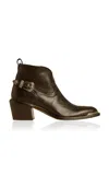 Golden Goose Patty Leather Western Ankle Boats In Black