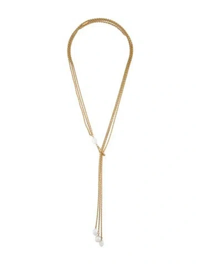 Pre-owned Golden Goose Pearl Chain Necklace, 28.5" In Multi