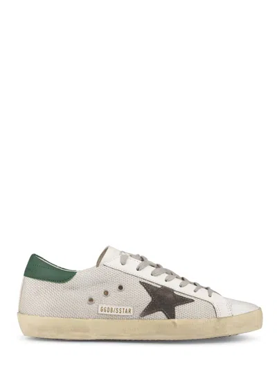 Golden Goose Perforated Leather And Suede Sneakers With Contrasting Heel In Neutral