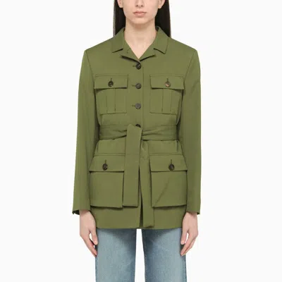 GOLDEN GOOSE WOMEN'S GREEN SINGLE-BREASTED JACKET WITH BELT FOR SS23