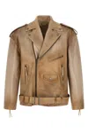 Golden Goose Beige Solid Notched Lapel Jacket In Brown