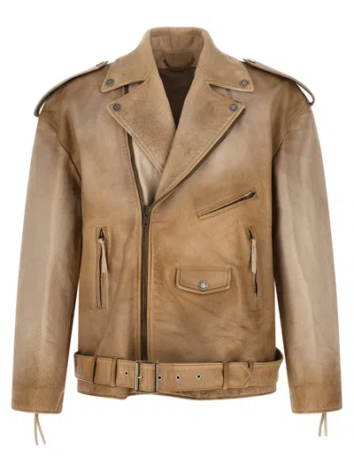 Golden Goose Beige Solid Notched Lapel Jacket