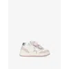 Golden Goose Pink Comb Kids' June Logo-print Leather Mid-top Trainers Eur 23 /6.5 Uk In Pink Comb