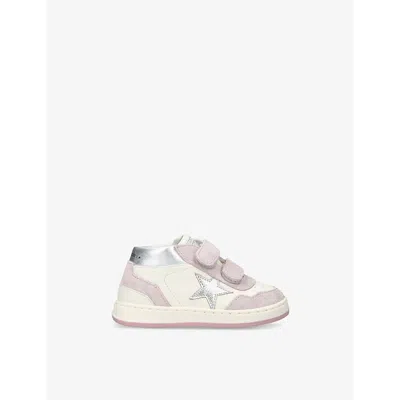 Golden Goose Pink Comb Kids' June Logo-print Leather Mid-top Traine In Neutral