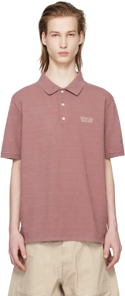 Golden Goose Pink Embroidered Polo In Rose Taupe