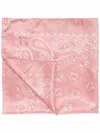 Golden Goose Pink Scarf In Silk With Patterned Bandana In Pink