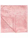 Golden Goose Pink Scarf In Silk With White Paisley Print In Pink