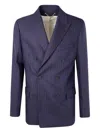 Golden Goose Pinstripe Double-breasted Jacket In Purple