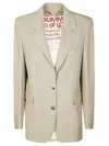 Golden Goose Pinstripe Oversized Blazer With Notched Lapel In Neutral