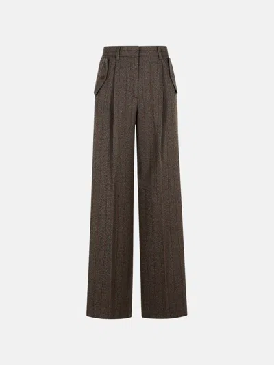 GOLDEN GOOSE PINSTRIPE PANTS IN BROWN VIRGIN WOOL