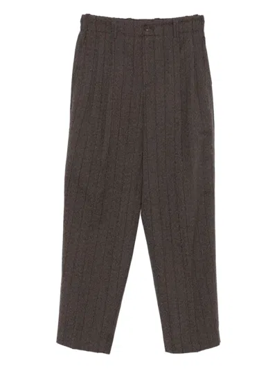 Golden Goose Pinstripe-pattern Wool Trousers In Brown