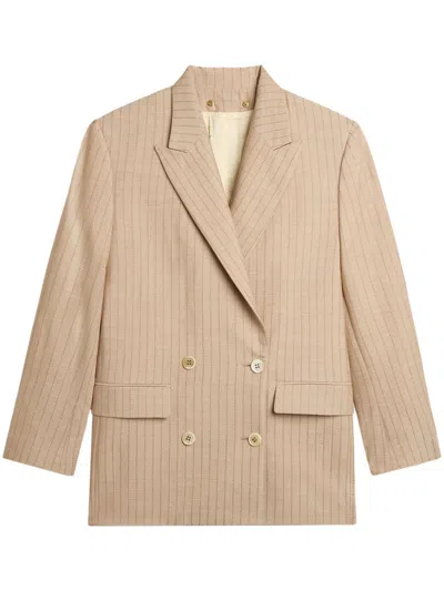 Golden Goose Pinstriped Blazer In Brown