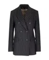 Golden Goose Pinstriped Double-breasted Blazer In Black