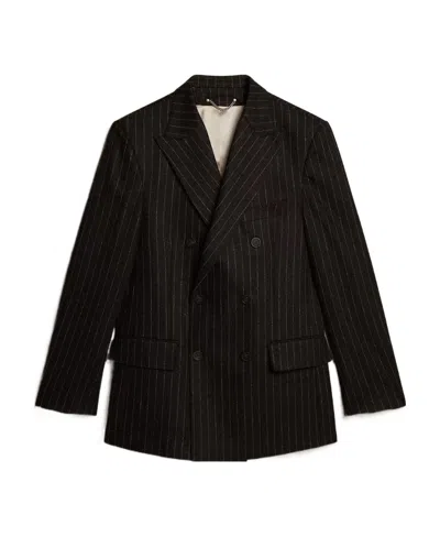 Golden Goose Pinstriped Double-breasted Blazer In Black