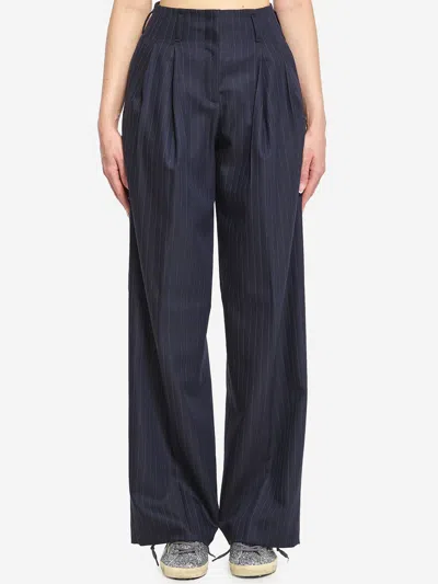 Golden Goose Pinstriped Trousers In Blue