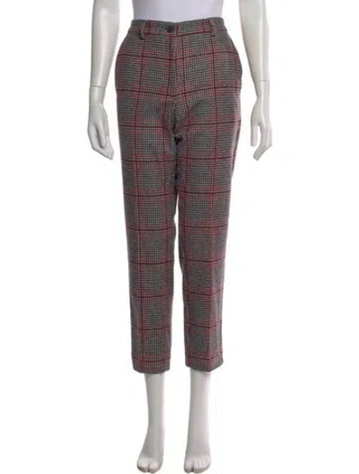 Pre-owned Golden Goose Plaid Print Straight Leg Pants In Red