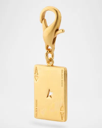 Golden Goose Playing Card Bag Charm In Gold