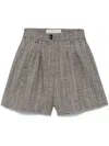 Golden Goose Herringbone Print Wool Shorts In Gray