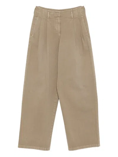 Golden Goose Pleated Wide-leg Trousers In Brown