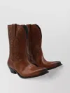 Golden Goose Pointed Toe Stacked Heel Ankle Boots In Brown
