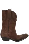 Golden Goose Wish Star Suede Cowboy Boots In Dark Brown
