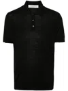 Golden Goose Black Polo With Short Sleeves And Ribbed Hem In Virgin Wool Man In Black