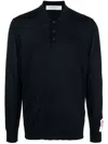 Golden Goose Wool Knit Polo Embroidered Detail In Black