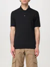 Golden Goose Black Polo With Short Sleeves And Ribbed Hem In Virgin Wool Man In Black