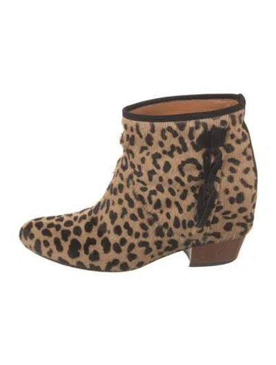 Pre-owned Golden Goose Ponyhair Animal Print Boots In Brown
