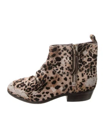Pre-owned Golden Goose Ponyhair Animal Print Lace-up Boots In Brown