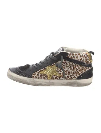 Pre-owned Golden Goose Ponyhair Animal Print Sneakers In Brown