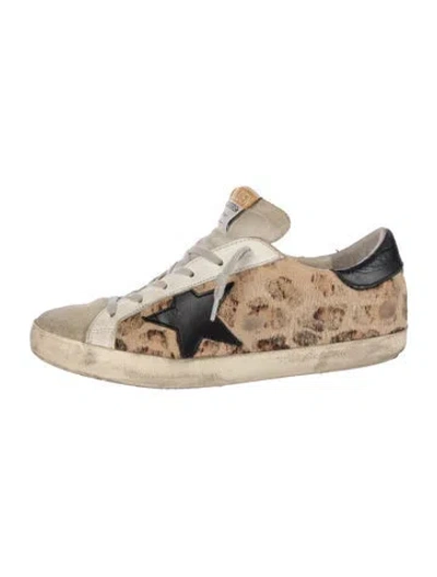 Pre-owned Golden Goose Ponyhair Animal Print Sneakers In Brown
