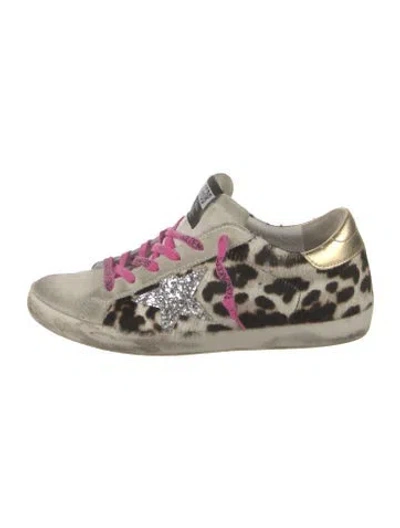 Pre-owned Golden Goose Ponyhair Animal Print Sneakers In Gray
