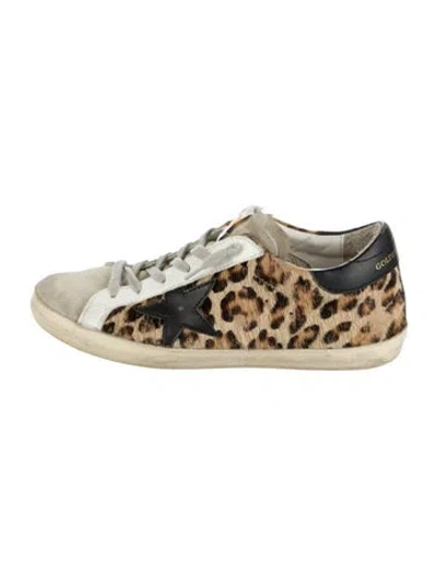 Pre-owned Golden Goose Ponyhair Animal Print Sneakers In Neutral