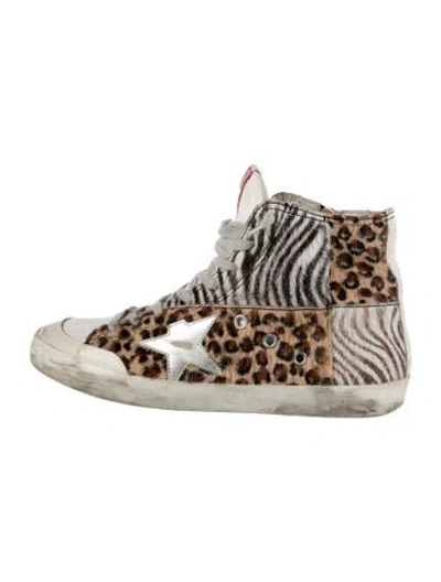 Pre-owned Golden Goose Ponyhair Animal Print Sneakers In Neutrals
